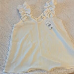 Cream Sleeveless Ruffled Tank Top